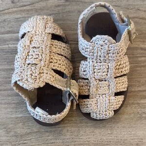 Janie and Jack Kids' Woven Sandals in Tan